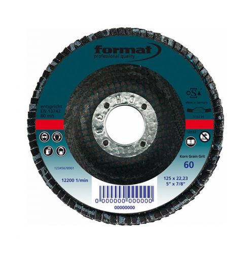 FORMAT 82780060 Flap Disk zımpara 6 derece konveks 115 mm K 60 Paslanmaz için