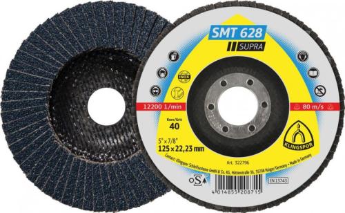 KLİNGSPOR 322796 Flap zımpara SMT628 125 mm, 40 kum düz